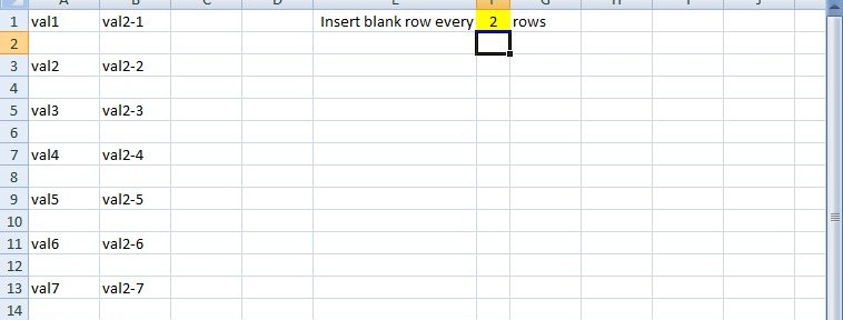Insert Blank rows into table using functions