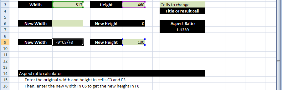 Standard math to calculate Aspect Ratio – XLf(x)s